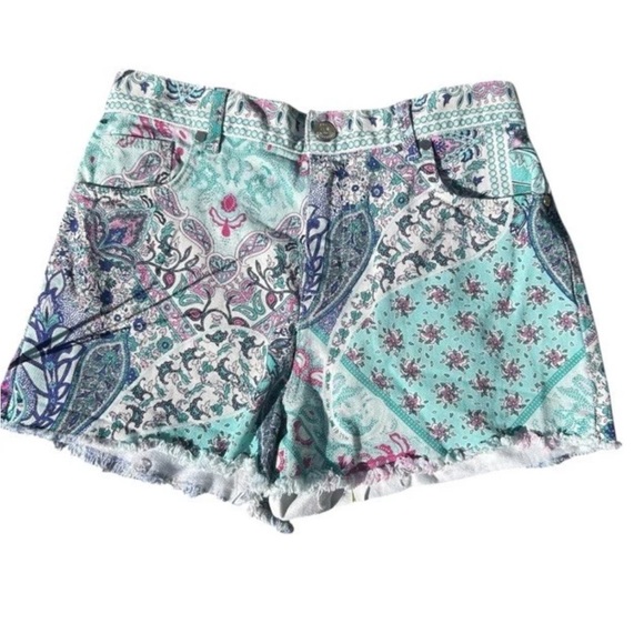 Gaelle Paris Pants - Gaëlle Paris Boho Paisley Patchwork Shorts Women’s Fringe Hem Festival Vibe